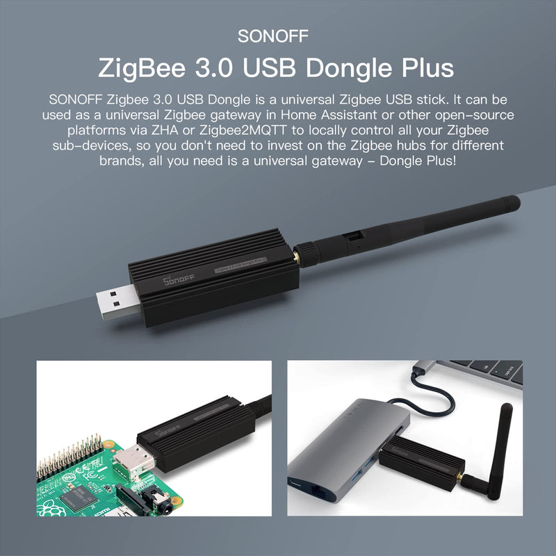 [Australia - AusPower] - SONOFF Zigbee 3.0 USB Dongle Plus Gateway, Universal Zigbee USB Gateway with Antenna for Home Assistant, Open HAB etc, Wireless Zigbee 3.0 USB Adapter(2 Pack) 2 Pack 