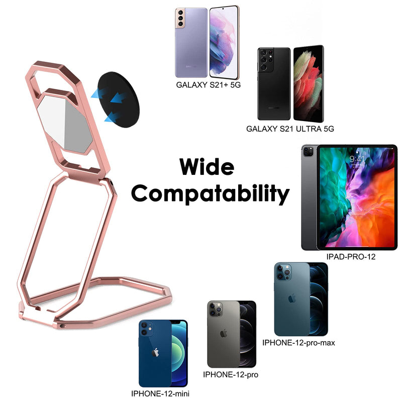 [Australia - AusPower] - Phone Ring Holder Finger Kickstand, 360° Rotation Metal Phone Grip for Magnetic Car Mount Foldable Cell Phone Stand Compatible with Most Smartphones Silver Rose Gold 