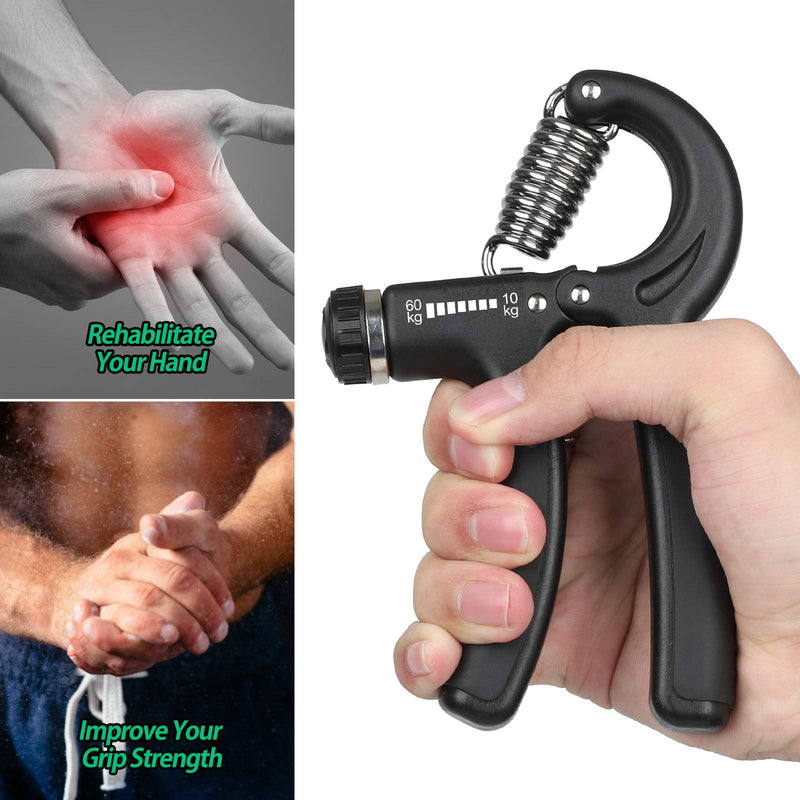 [Australia - AusPower] - NIYIKOW Grip Strength Trainer, Hand Grip Strengthener, Adjustable Resistance 22-132Lbs (10-60kg), Non-Slip Gripper, Perfect for Musicians Athletes and Hand Rehabilitation Exercising Black-1Pack 