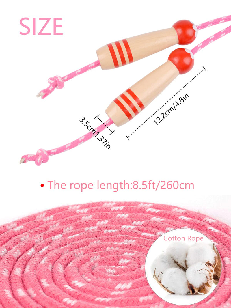 [Australia - AusPower] - 2 Pcs Jump Rope for Kids Adjustable, Lorvain Kid Jump Ropes for Girls Boys Skipping Rope for Kids with Wooden Handle Cotton Braided Outdoor Fun Activity for Exercise Fitness Children Students Preschooler Green 