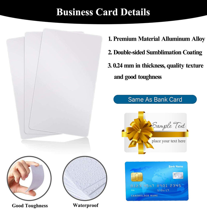 [Australia - AusPower] - 100pcs Printable Metal Business Card, Sublimation Blanks White Business Card for Promotion Gift Card Name Card Desk Number Tag Gift Metal Cards, 3.4''x2.1'' 