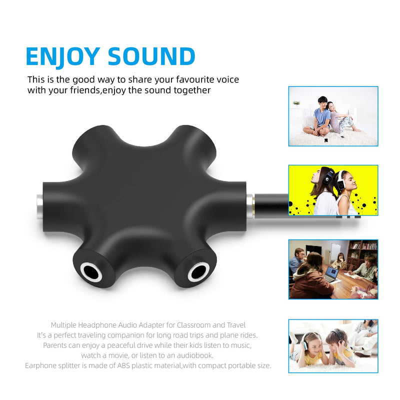 [Australia - AusPower] - EBEETECH 3.5mm Multi Headphone Audio Splitter 5-Jack Female Connector Adapter with 3.5mm Stereo Cable 20cm & 100cm, 3-in-1Pack 