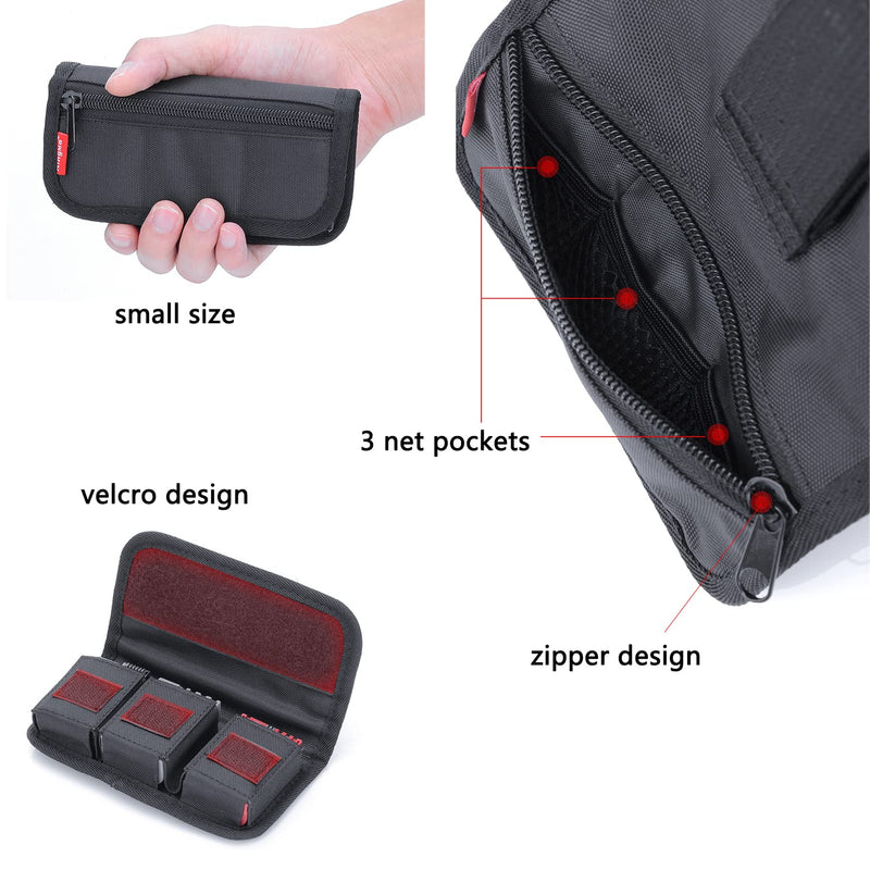[Australia - AusPower] - Small Camera Battery Bag/Pouch/Holder/Case Camera Battery Waist Bag Suitable for AA Battery and LP-E6/ LP-E17/ FZ100/ FW50/ F550 and More, SD Card Holder Memory Card Case 