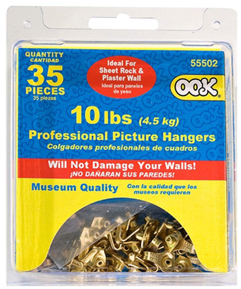 [Australia - AusPower] - OOK 535888 Professional Picture Hangers, Art Hangers, Brass, 10lb Max Weight (35 Piece) 1-Pack 