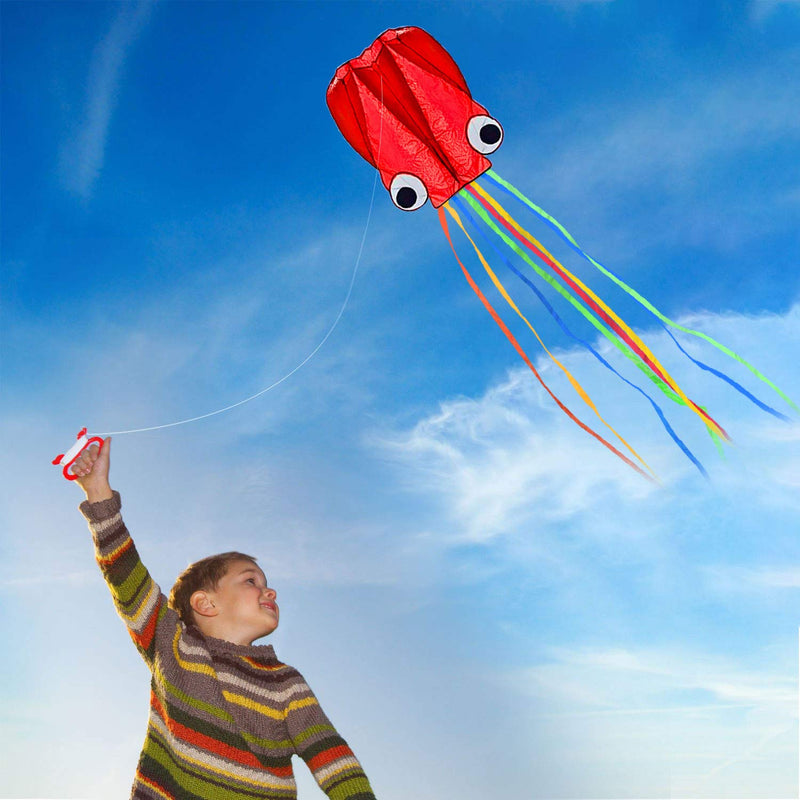 [Australia - AusPower] - SINGARE Large Octopus Kites, Long Tail Beautiful Easy Flyer Kites Beach Kites, Good Kites for Kids and Adults Easy to Fly(Red+Blue) 