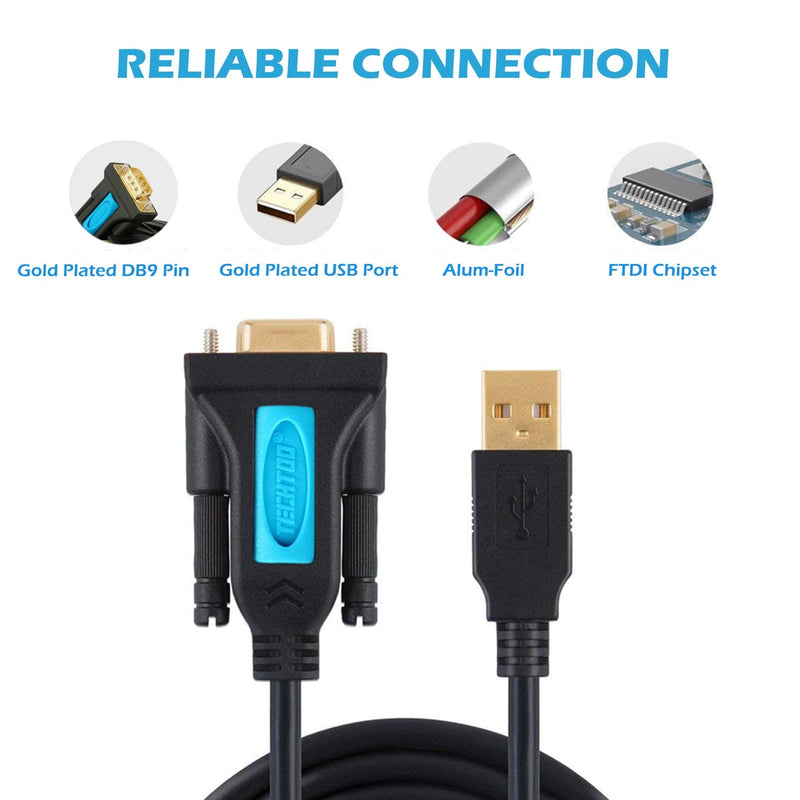 [Australia - AusPower] - TECHTOO 4 Port Professional FTDI CHIP USB to Serial RS232 DB9 Adapter Converter Serial Cable 9-Pin Male to Male with Thumbscrews W/Thumbscrews 4 RS232 Port 