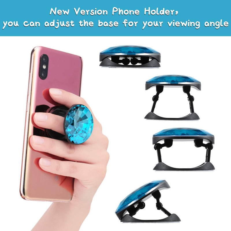 [Australia - AusPower] - 6 Pieces Plastic Disco Crystal Phone Grip Collapsible Crystal Phone Grip Holder Adhesive Foldable Expanding Finger Stand Holder Kickstand Grip for Smartphone and Tablets Eye-catching Colors 
