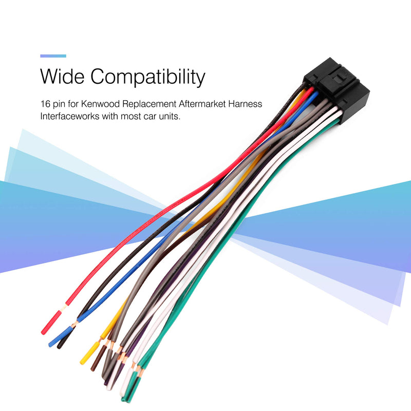 [Australia - AusPower] - RDBS 16 Pin Fit for Kenwood Radio Stereo Wiring Harness car Replacement Aftermarket 