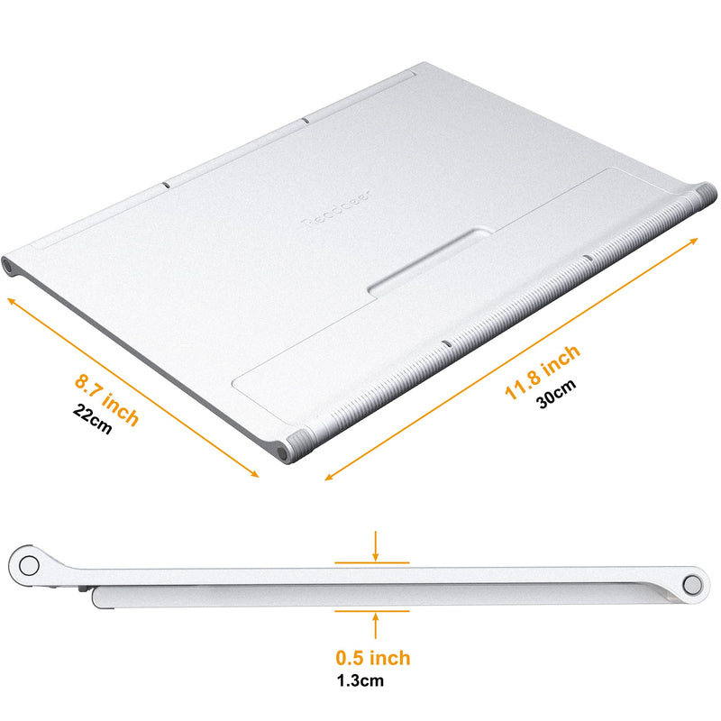 [Australia - AusPower] - Readaeer Portable Book Stand Free Angle Adjustable Book Holder for Reading Textbook Foldable Lightweight Book Rest (White) White 