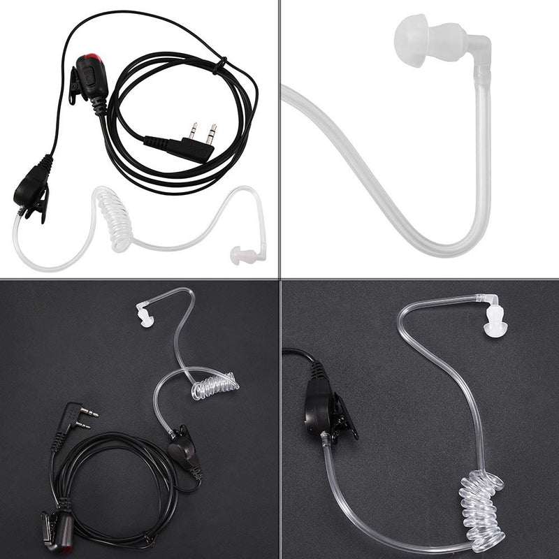 [Australia - AusPower] - Zerone Transparent Security Earbud Universal 2-Pin Acoustic Tube in-Ear Earpiece PPT Mic Red Light for 2-Way Radio Wakie Talkie with Replacement Eartip 