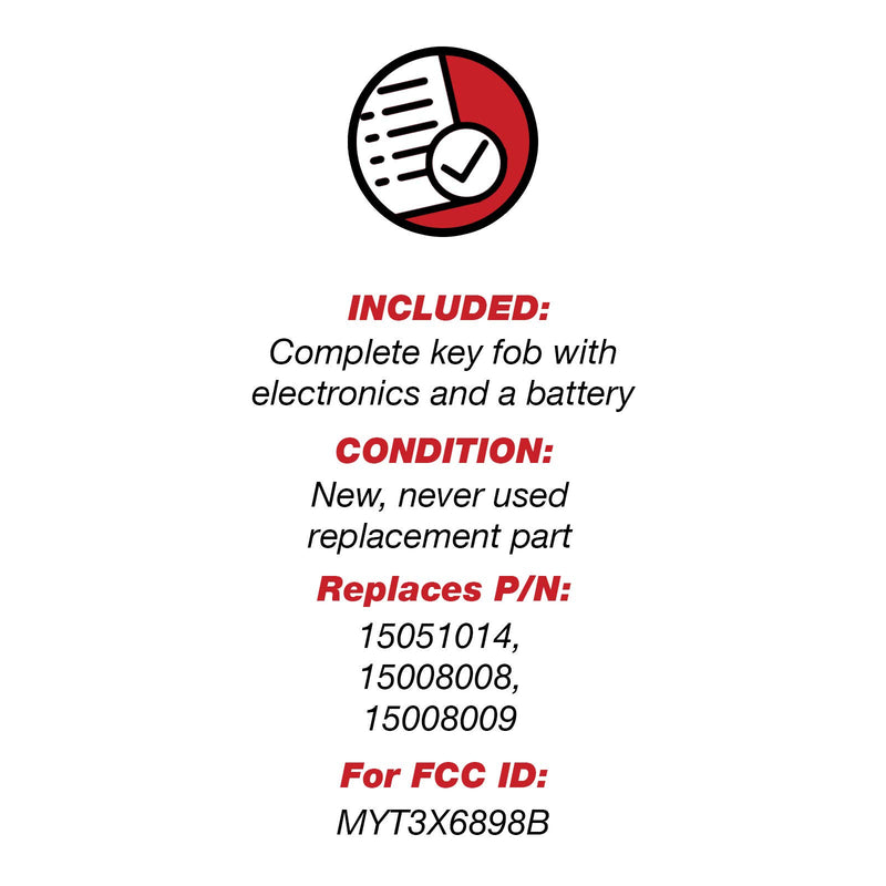 [Australia - AusPower] - 2 KeylessOption Replacement Keyless Entry Remote Control Key Fob for 15051014, 15008008, 15008009, MYT3X6898B black 