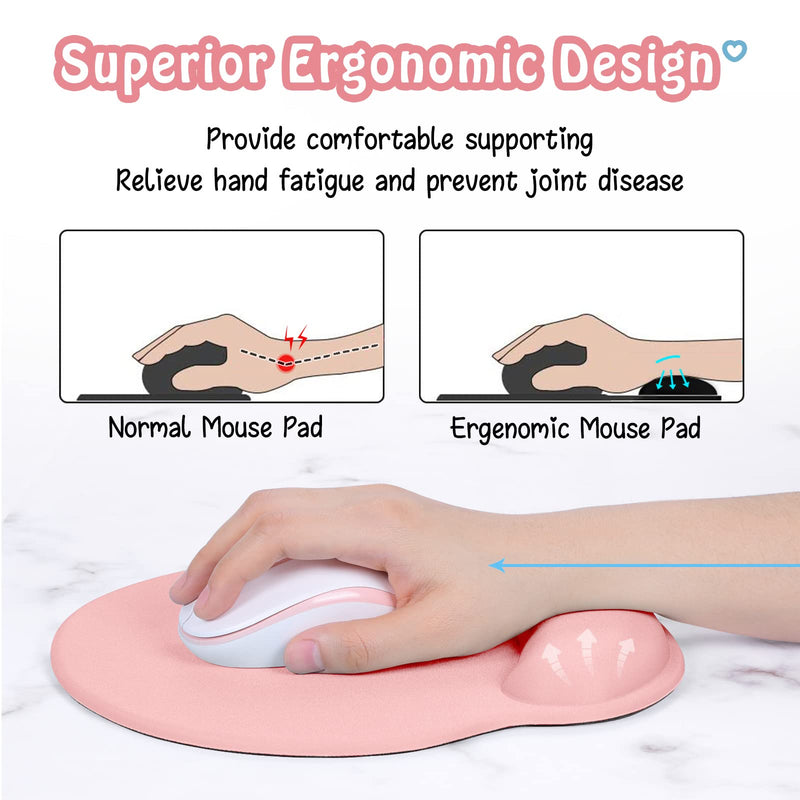 [Australia - AusPower] - Hsurbtra Ergonomic Mouse Pad with Wrist Rest Support, Gel Mouse Pads with Non-Slip PU Base, Pain Relief Memory Foam Mousepad for Laptop PC, Cute Office Supplies Desk Decro Accessories Pink Large 