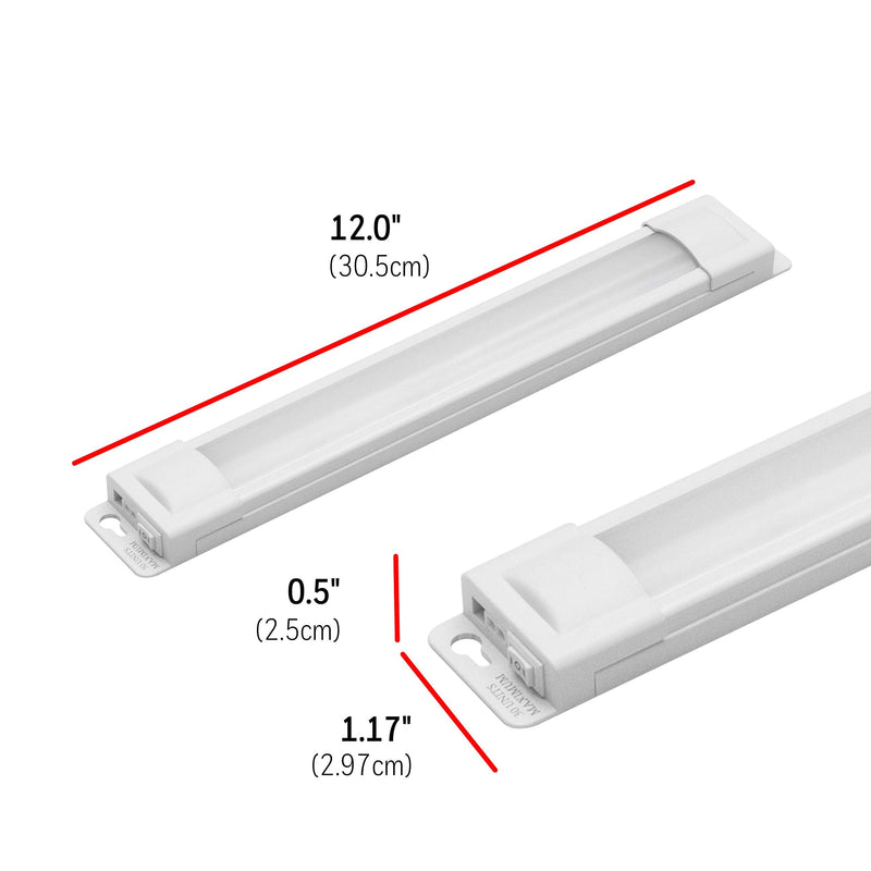 [Australia - AusPower] - UltraPro 12in. Linkable LED Light Fixture, Selectable Brightness, Slim LED Strip Light, Under Cabinet Lighting, Kitchen Light, HI/OFF/LOW Switch, 44105 White 12 in 