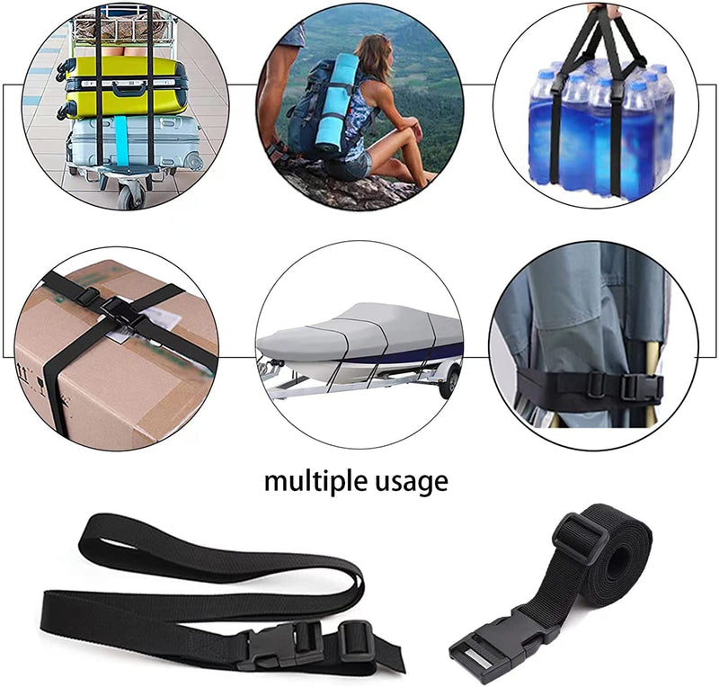 [Australia - AusPower] - Premium Utility Straps with Quick Release Buckle Adjustable Short Nylon Tie Down Straps for Backpack Tactical Lashings Camping Gear Sleeping Bag Mattress Conveyor Belt Luggage 6 feet Black 