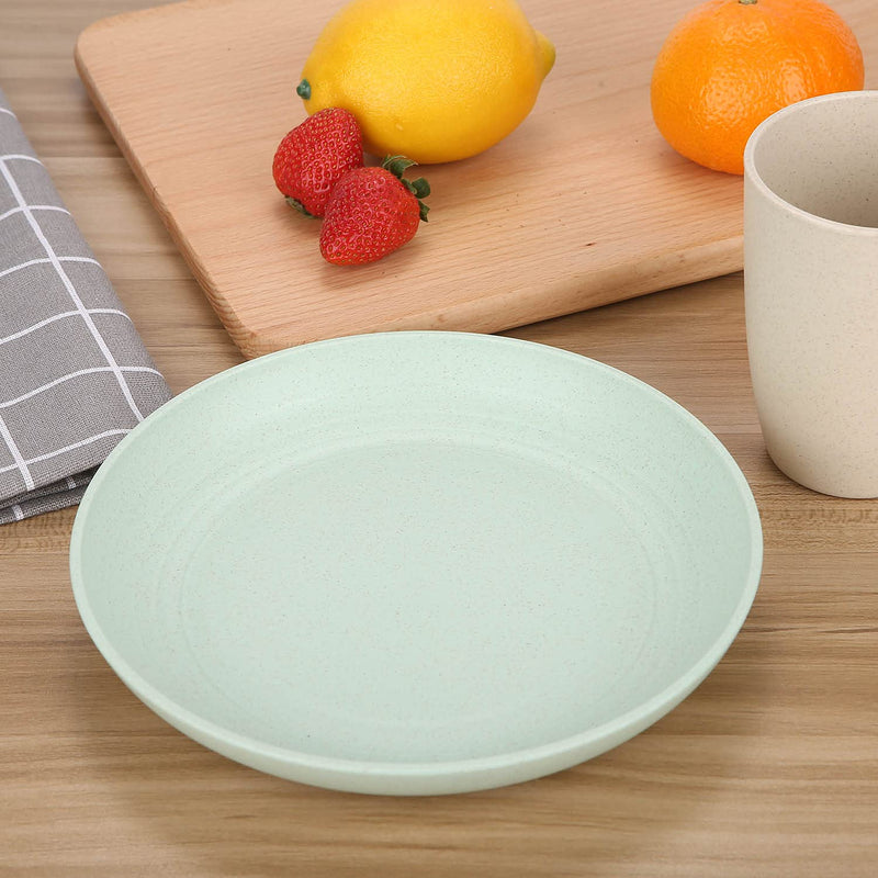 [Australia - AusPower] - 7.8 Inches Unbreakable Wheat Straw Plates - Reusable Plate Set - Dishwasher & Microwave Safe - Perfect for Dinner Dishes - Healthy, BPA Free & Eco-Friendly (7.8 Inches) Medium - 7.8 Inches 