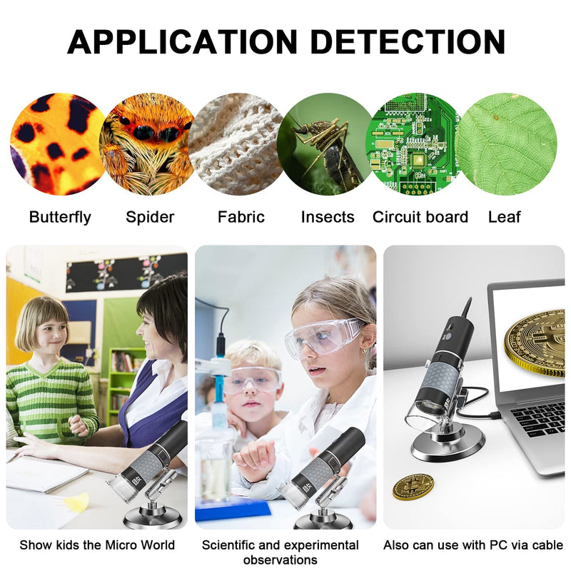 [Australia - AusPower] - Bysameyee 4K 3840x2160P Wireless Digital Microscope, Handheld HD USB Microscope Inspection Camera Endoscope 40x-1000x Magnification, Compatible with iPhone iPad Android Phone Tablet Windows Mac PC 