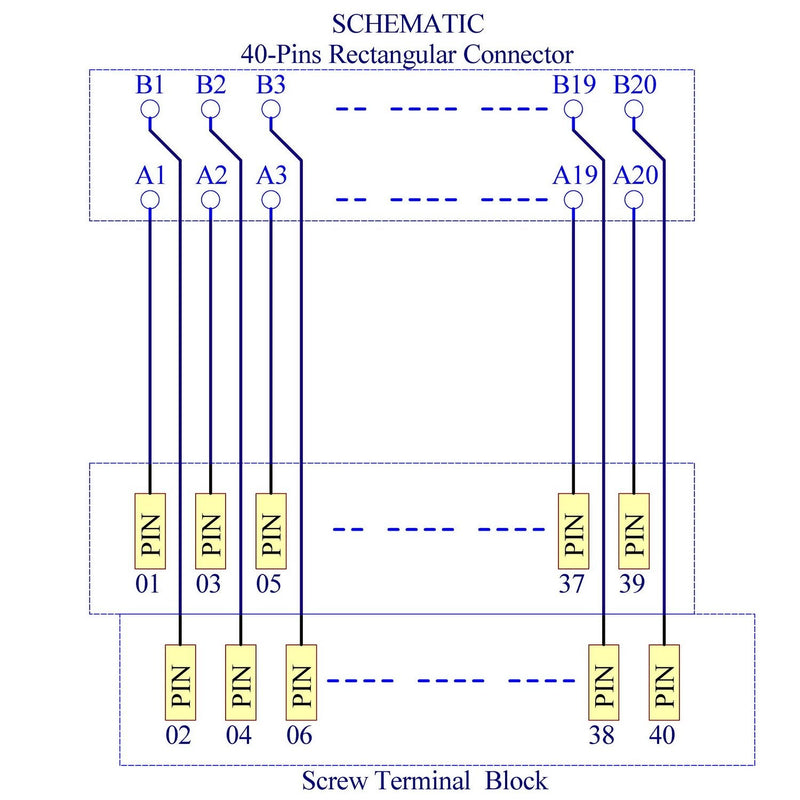 [Australia - AusPower] - Electronics-Salon Compatible XW2B-40F5-P 40Pin Rectangular Connector-Terminal Block Conversion Module, for PLC Wiring. MD-D1234T-1 