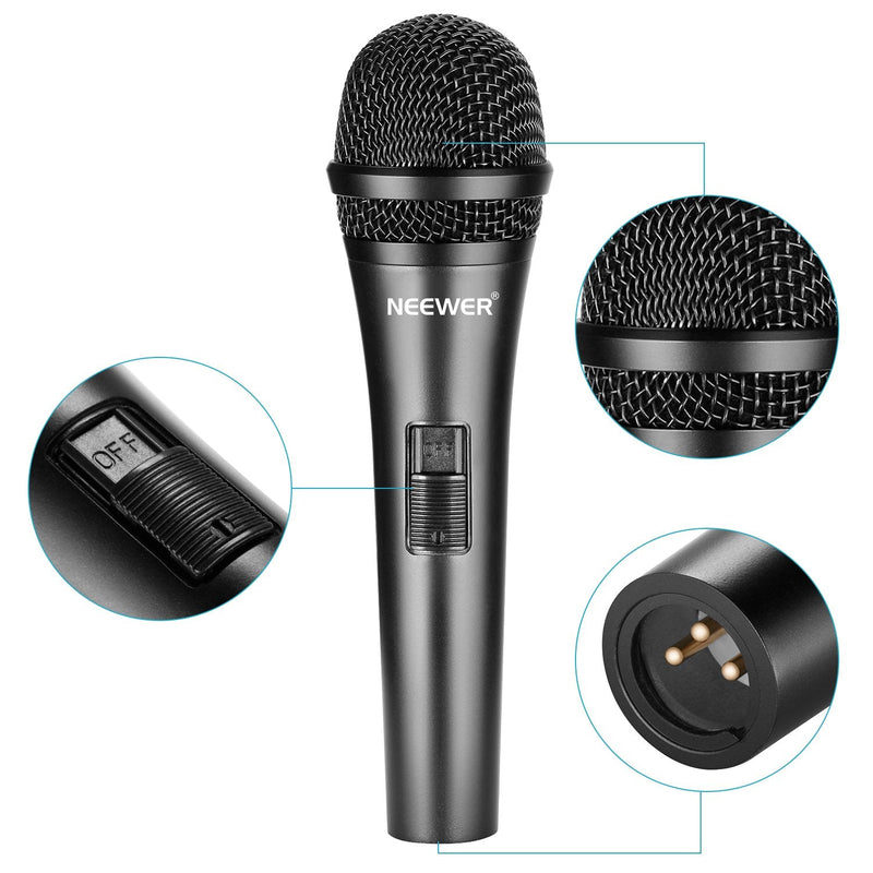 [Australia - AusPower] - Neewer Cardioid Dynamic Microphone with XLR Male to XLR Female Cable, Rigid Metal Construction for Professional Musical Instrument Pickup, Vocals, Broadcasting, Speech, Black (NW-040) 