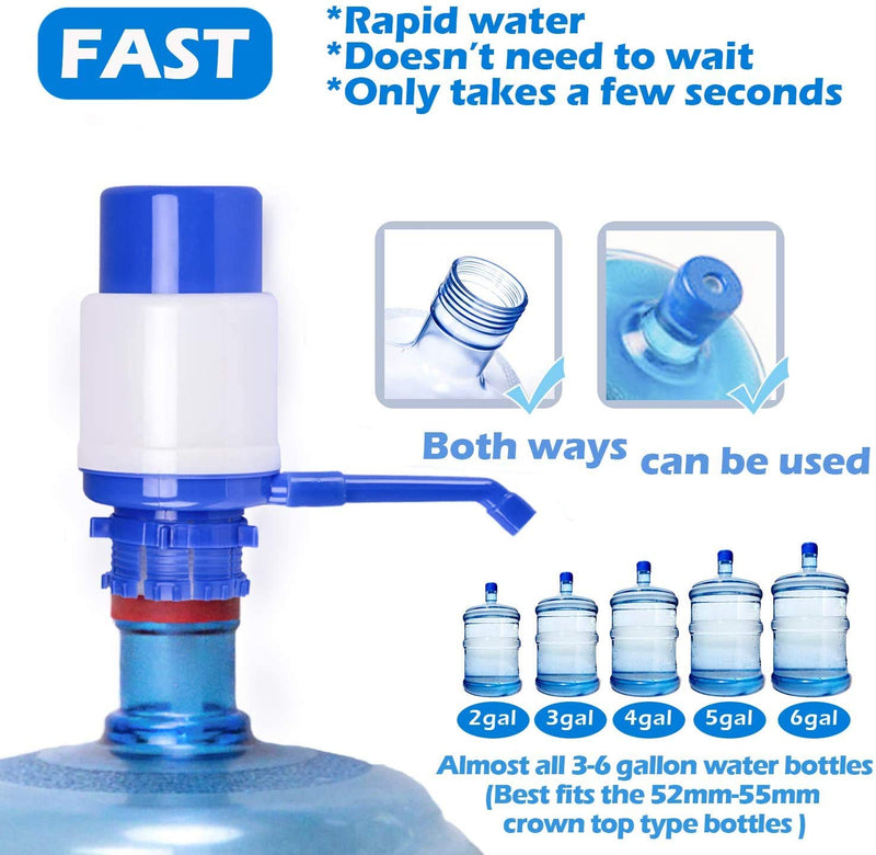 [Australia - AusPower] - Water Bottles Pump Blue Manual Hand Pressure Drinking Fountain Pressure Pump Water Press Pump with an Extra Short Tube and Cap Fits Most 2-6 Gallon Water Coolers … 