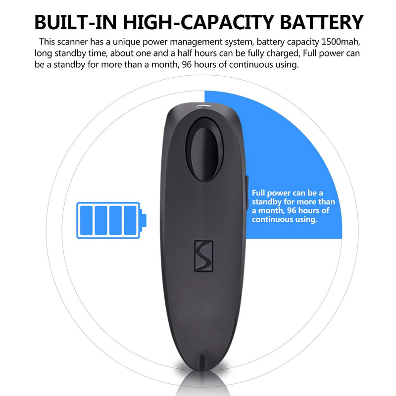 [Australia - AusPower] - Bluetooth Wireless Barcode Scanner Handheld Portable Bar-Code Reader Entries Enable Keyboard Entry,Computer Screen Barcode Scanner CCD Black 