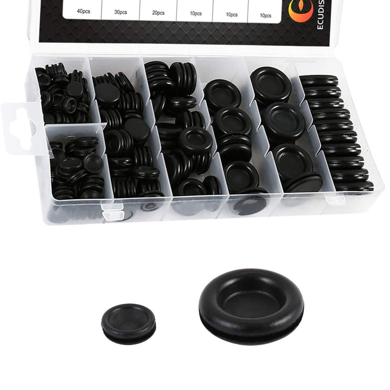 [Australia - AusPower] - ECUDIS 170Pcs Rubber Grommet Firewall Hole Plug Set Electrical Wire Gasket Assortment, Set of 7 Different Metric Sizes for Car Pump 