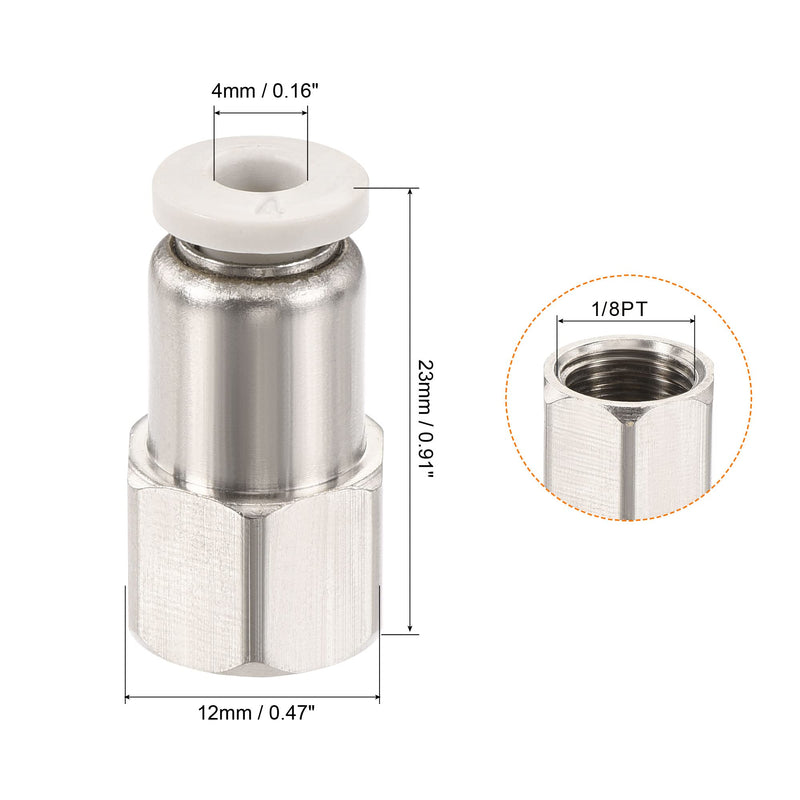 [Australia - AusPower] - MECCANIXITY Push to Connect Fittings 1/8PT Female Thread Fit 4mm Tube OD Nickel-Plated Copper Straight Union Fitting, Pack of 4 