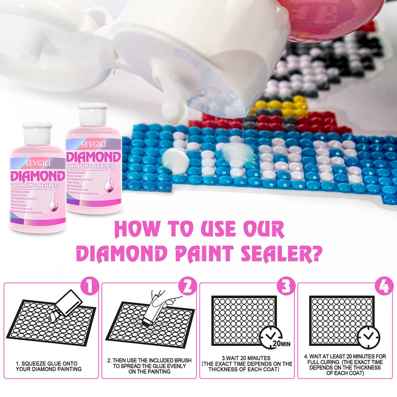 [Australia - AusPower] - sevgili Diamond Painting Sealer Kits 240ML with Brushes, Diamond Art Sealer Puzzle Glue Diamond Painting Accessories and Tools,Diamond Painting Kits for Adults (8OZ) 8OZ 