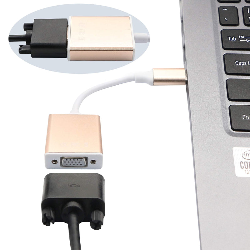 [Australia - AusPower] - USB C to VGA Adapter, PNGKNYOCN USB 3.1 (Type C) to VGA HD Converter Cable. Supports Resolutions up to 1920 * 1200 @ 60Hz, Compatible with Devices with USB-C / Thunderbolt 3 / Type-C Ports 