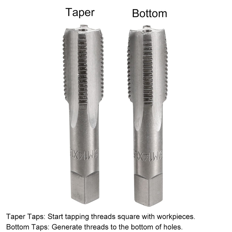 [Australia - AusPower] - uxcell Metric Hand Tap M14 Thread 1.5 Pitch 4 Straight Flutes H2 Alloy Tool Steel 1 Pair M14 x 1.5 