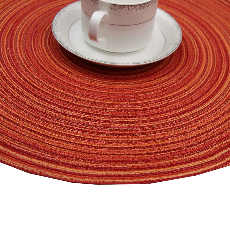 [Australia - AusPower] - unbanded Round Braided Placemats Set of 4, Cotton Round Table Placemats 15 inch for Home Wedding Party (Orange), 15 Round Mats 4 15" Round Mats 4 Orange 