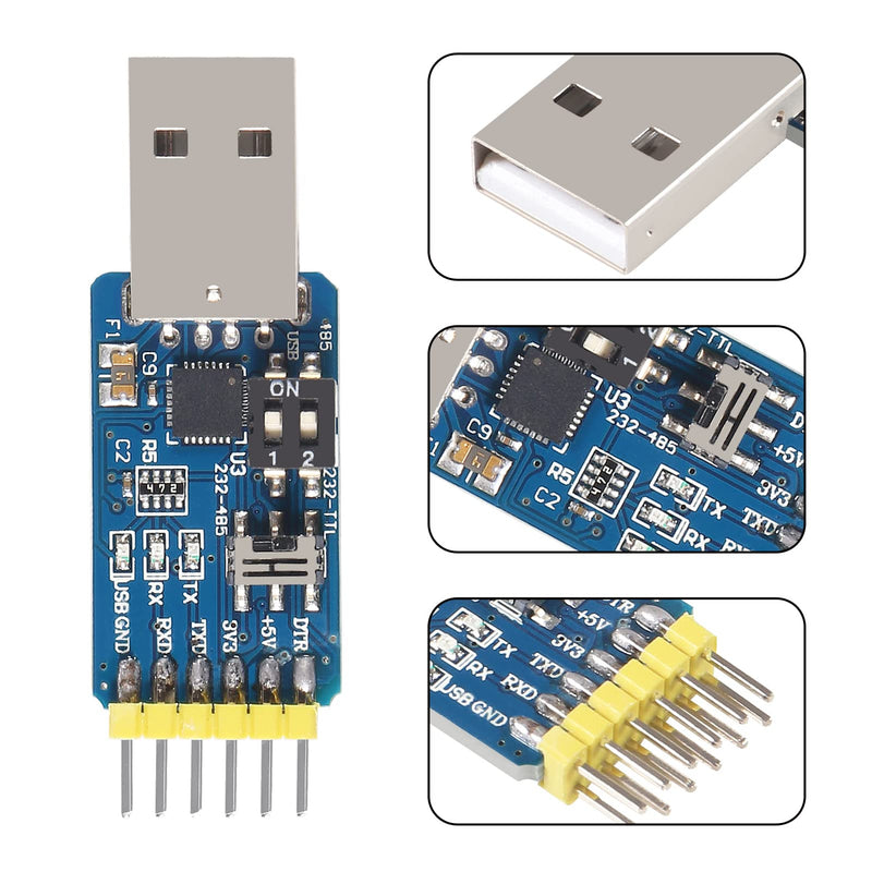 [Australia - AusPower] - 5Pcs USB-UART 6-in-1 Multifunctional Converter USB-TTL/RS485/232,TTL-RS232/485,232 to 485 Serial Adapter 3.3V / 5V Universal Adapter Module with CP2102 