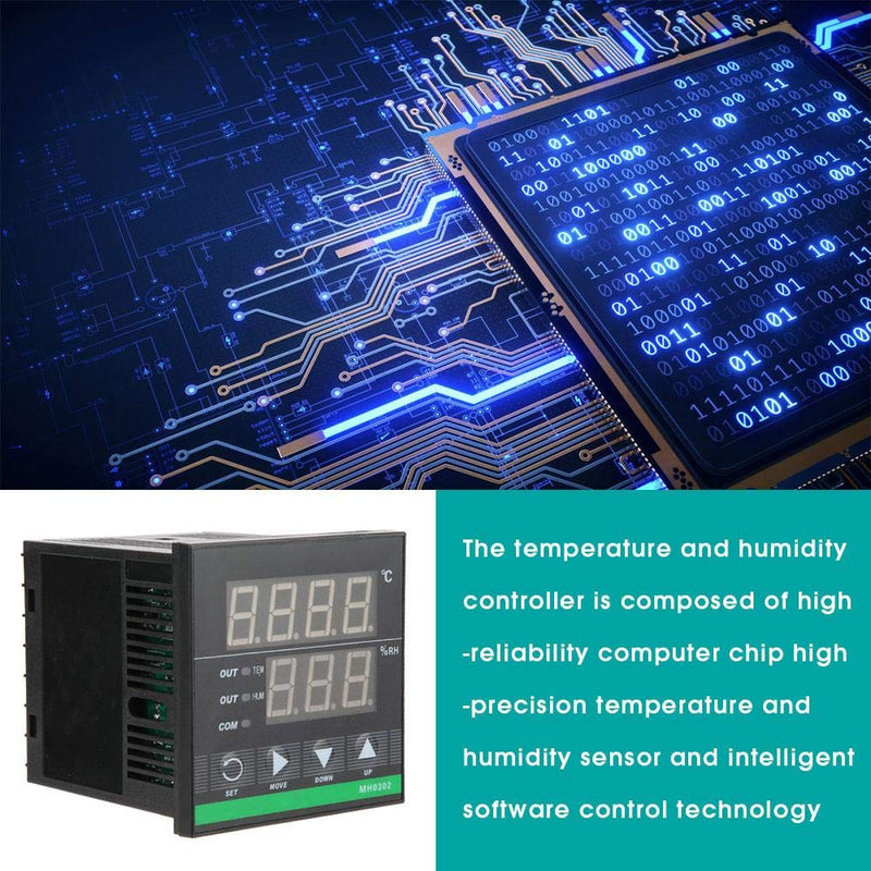 [Australia - AusPower] - Temperature & Humidity Controller Walfront MH0302 LCD Display Panel Mounted Digital Temperature and Humidity Controller Sensor Cable 72 * 72mm with Temperature Sensor 