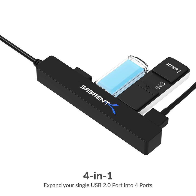 [Australia - AusPower] - SABRENT 4 Port Portable USB 2.0 Hub (9.5" Cable) for Ultra Book, MacBook Air, Windows 8 Tablet PC (HB-MCRM) 4-Port 