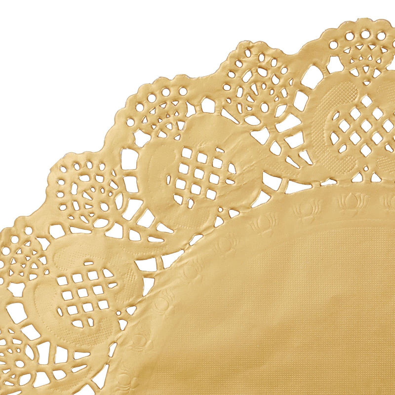 [Australia - AusPower] - 60 Pack Round Gold Paper Doilies, Lace Placemats for Cakes, Desserts, and Baked Treats (12 Inches) 