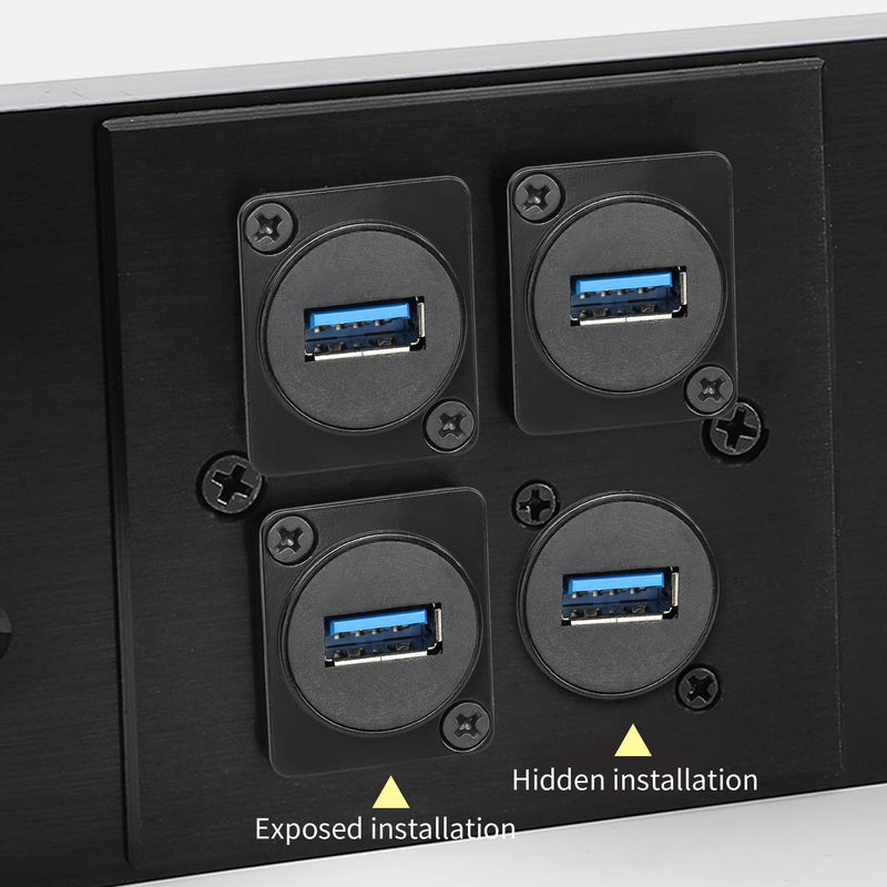 [Australia - AusPower] - QIANRENON USB 3.0 Panel-Mount Connector Socket Female to Female 90 Degree Right Angle Coupler High-Speed 5Gbps Data Transmission D-Type Extension Interface Adapter 