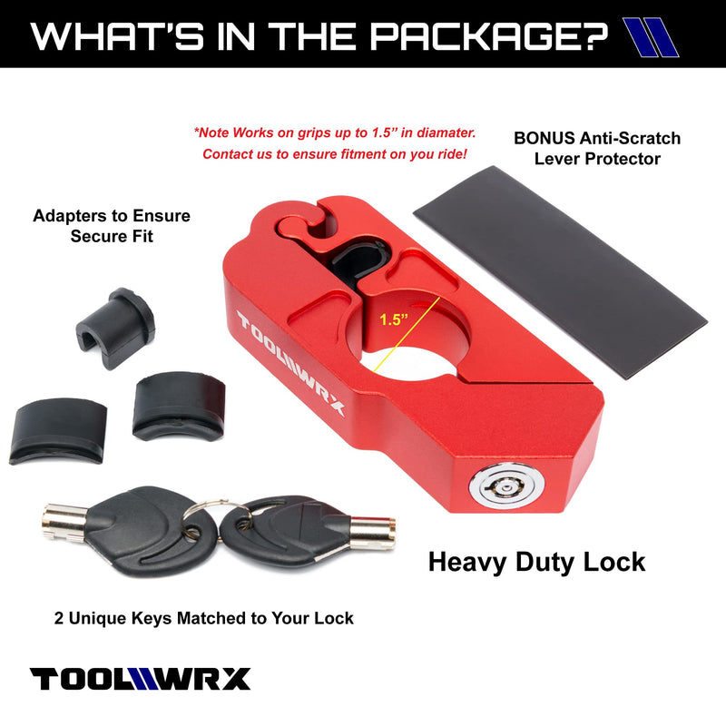 [Australia - AusPower] - ToolWRX Motorcycle Lock – Heavy Duty Anti Theft Grip-Lock – Security for Throttle & Handlebar – Locks Front Brake & Clutch on Dirt Bike Moped Scooter Motorbike & ATV (Includes Lever Protector) 
