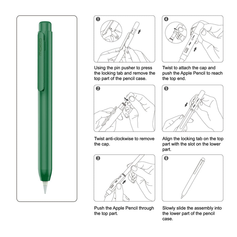 [Australia - AusPower] - MoKo Holder Case Fit Apple Pencil 1st Gen, Retractable Tip Cap Fit New iPad 10th Gen 2022, iPad 9th Gen 2021, iPad 8th Gen 2020 iPad 6th 9.7 2018, iPad Mini 5th Gen Pencil Sleeve, Midnight Green 
