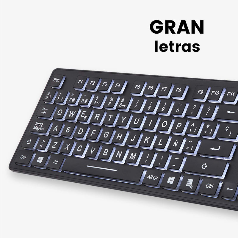 Perixx Periboard-317 Teclado Usb Retroiluminado Con Cable, Letra