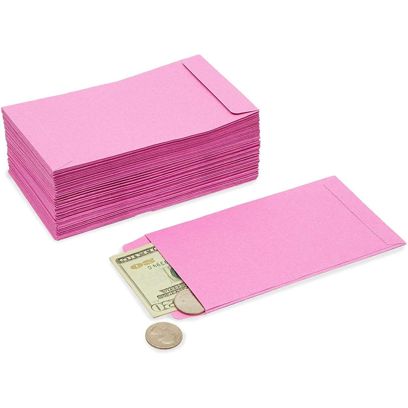 [Australia - AusPower] - Money Saving Envelopes for Cash, Pink Kraft Paper (3.5 x 6.5 In, 100 Pack) 