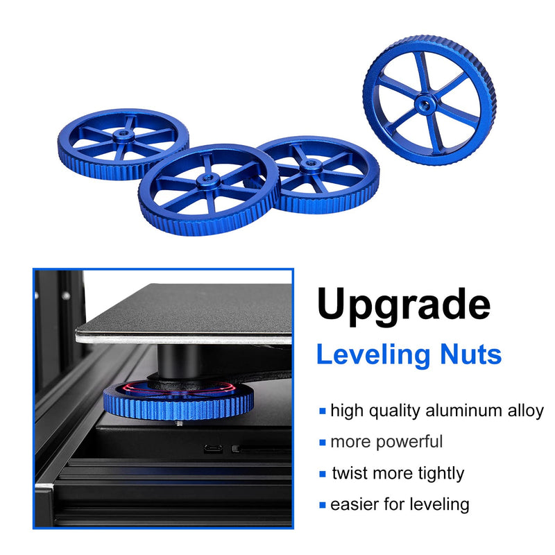 [Australia - AusPower] - Sovol Upgraded 4pcs Aluminum Hand Twist Leveling Nut & 8pcs Heatbed Silicone Leveling Column Mounts for SV01/SV02/SV03/SV04, Ender 3/3 Pro/3 V2, Ender 5/5 Plus/5 Pro, CR-10, CR10S/10S Pro 3D Printer Dark Blue 