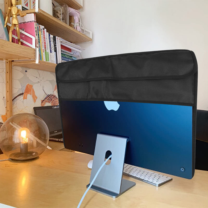 [Australia - AusPower] - Monitor Dust Cover for iMac 24”, TXEsign PU Leather Protective Screen Dust Cover Sleeve with Rear Pocket Compatible with iMac 24 inch (24 Inch, Black) 