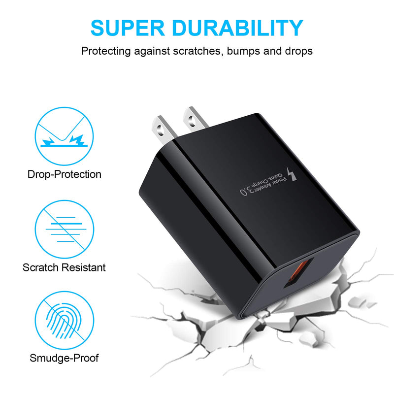 [Australia - AusPower] - Quick Charge 3.0,18W 3A USB Wall Charger Adapter Fast Charging Block Wireless Charger for Samsung Galaxy S22 Ultra S21+ S20 FE S10 S9 S8, Note 22/20/10/9, A12 A52 A03S A32 A10E A11 A21 A50 A51 A71 A72 Black 