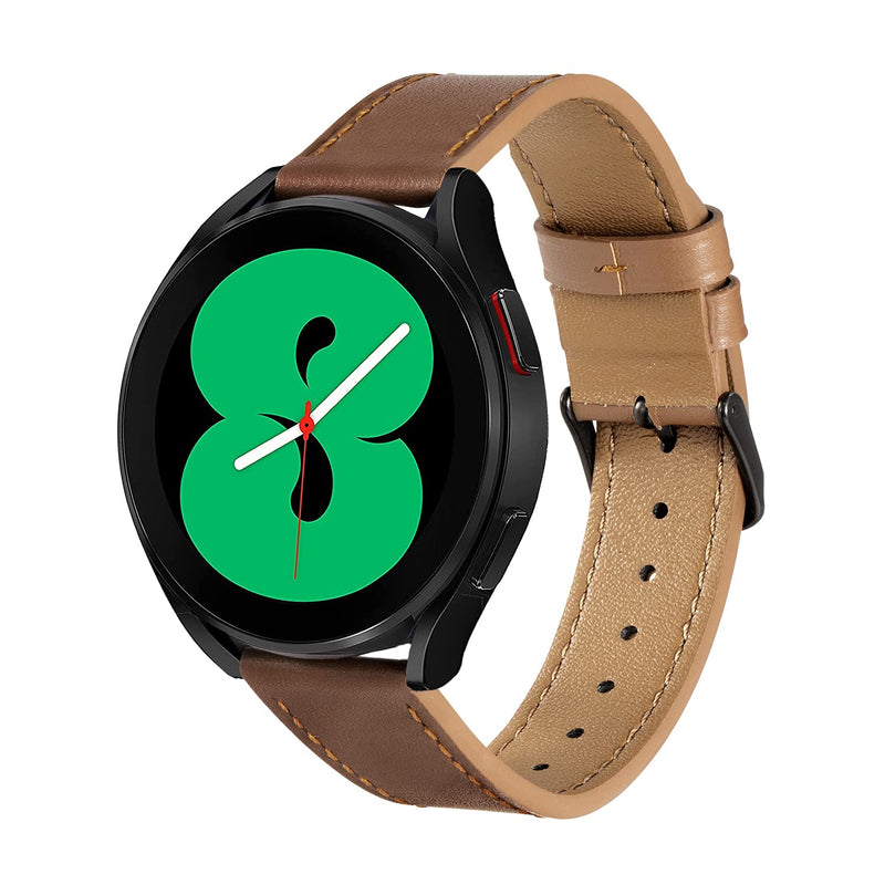 [Australia - AusPower] - Leather Bands Compatible with Galaxy Watch 4 40mm 44mm and Galaxy Watch 4 Classic 42mm 46mm, Soft Leather Straps with Quick Release for Samsung Smart Watch, Brown 