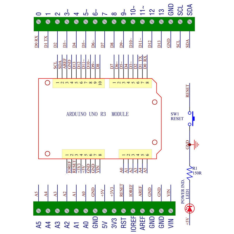 [Australia - AusPower] - Electronics-Salon DIN Rail Mount Screw Terminal Block Adapter Module, for Arduino UNO R3. 