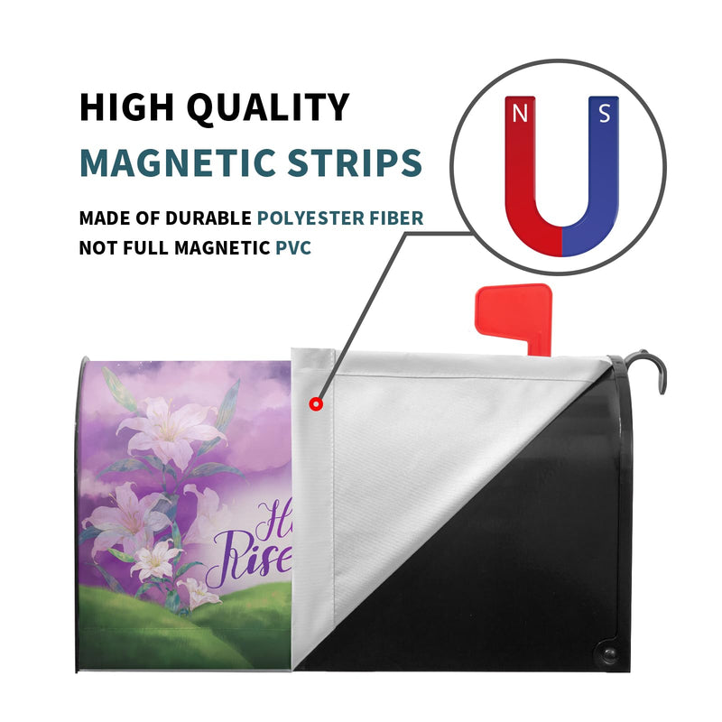 [Australia - AusPower] - Easter He is Risen Mailbox Covers Magnetic Happy Easter Mailbox Cover Standard Size 25.5 x 21 Inch Spring Purple Flowers Mailbox Wrap Post Letter Box Cover Decorative for Home Outdoor Garden 25.5x21 in Easter-1 