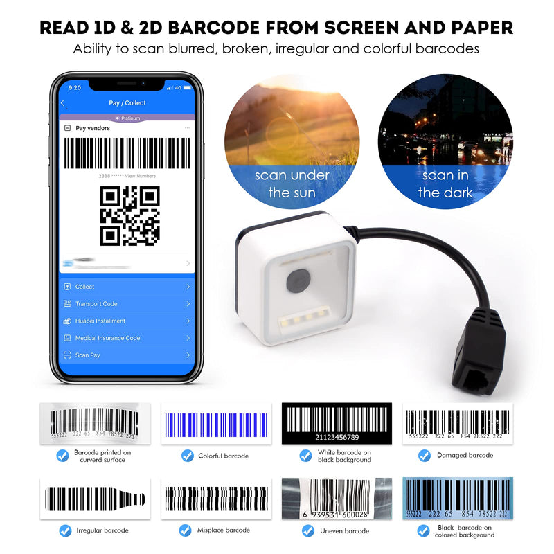 [Australia - AusPower] - NADAMOO Barcode Scanner Module EP7000, Embedded 1D 2D QR Auto-scan Barcord Reader Support Screen Scan with USB (SDK & Serial Command Available for Development) Fixed Mount to Self-Service Equipment 