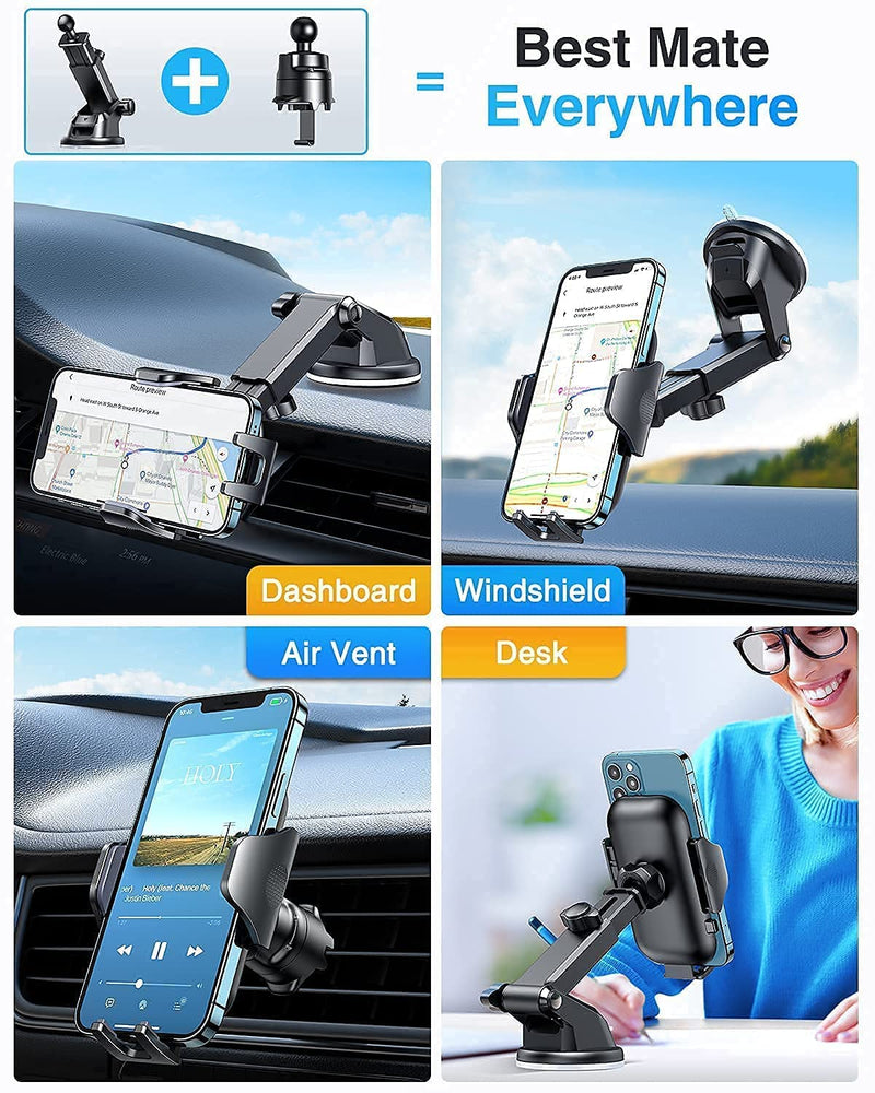 [Australia - AusPower] - [2022 Upgraded] VANMASS Cell Phone Holder Car Universal Handsfree Car Phone Holder Mount Dashboard Windshield Vent Durable Hook Clip Truck Phone Mount Campatible for iPhone 13 12 11 Pro Max X SE 8 7 Gray 