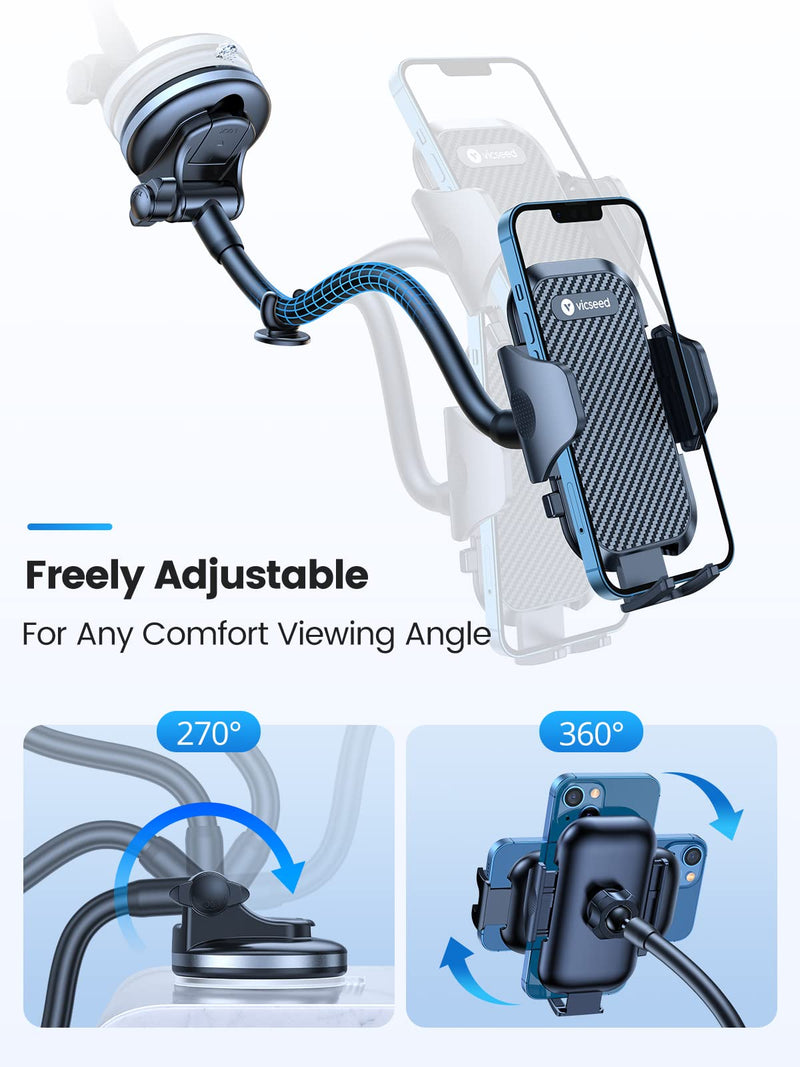[Australia - AusPower] - VICSEED Car Phone Holder Mount Gooseneck,[Free Adjustable & Anti-Shake] Long Arm Phone Mount for Car [Strongest Suction] for Dashboard Windshield Vent Universal Cell Phone Holder Car Fit for all Phone 