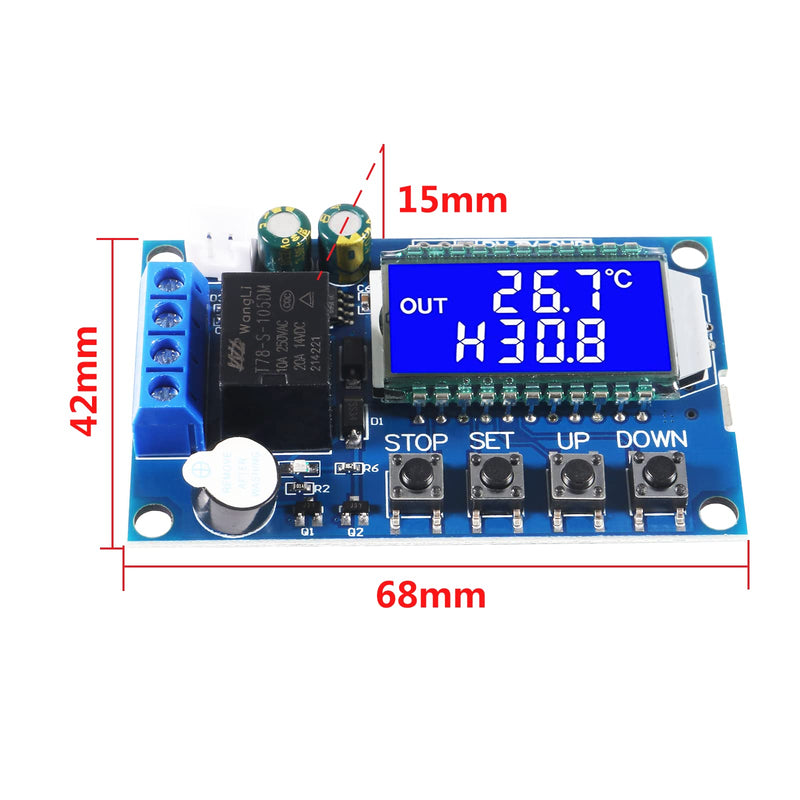[Australia - AusPower] - Shuian XY-T01 DC 6-30V 24V Electronic Temperature Controller with Waterproof NTC Probe, Temperature Control Module -50°C to 110°C Digital Temperature Control Switch Board,1 Pack 1 