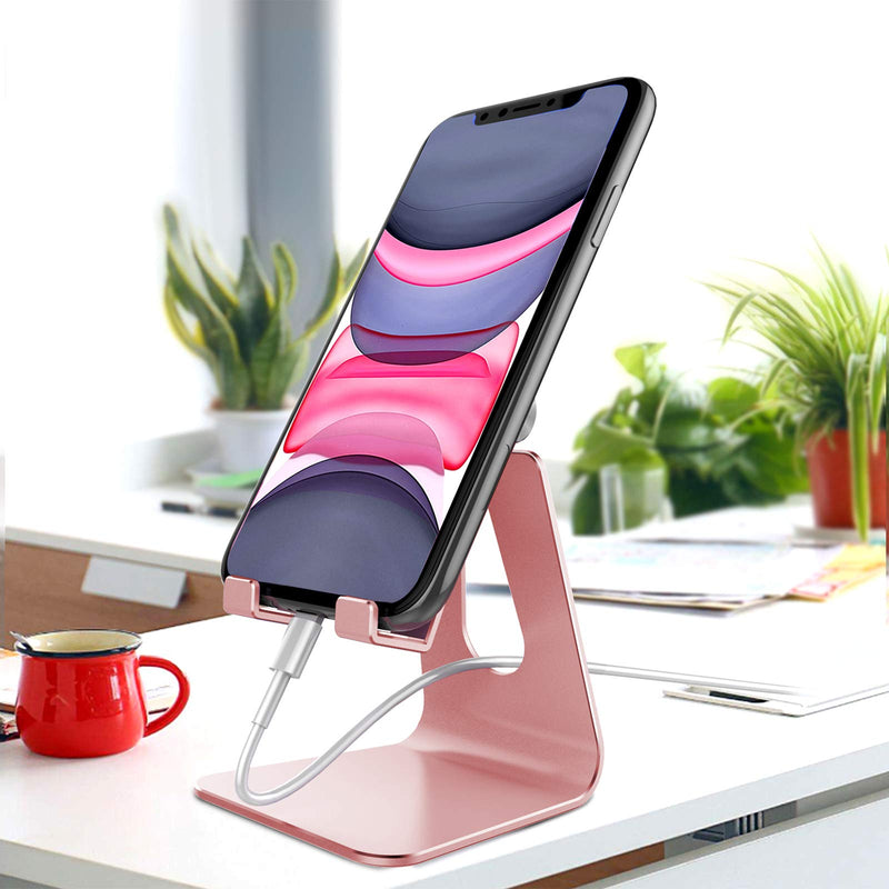 [Australia - AusPower] - Adjustable Cell Phone Stand, CreaDream Phone Stand, Cradle, Dock, Holder, Aluminum Desktop Stand Compatible With Phone Xs Max Xr 8 7 6 6s Plus SE Charging, Accessories Desk,All Mobile Phones-Rose Gold Rose Gold 